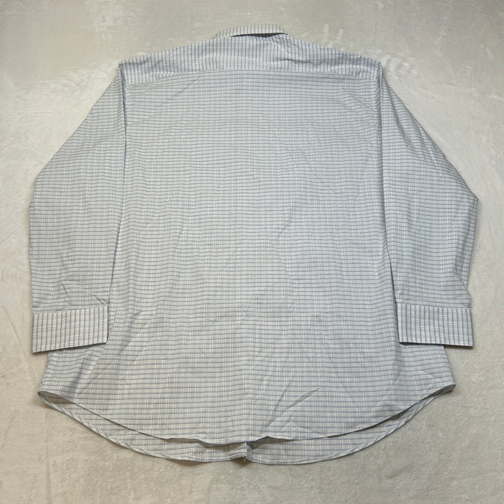 Calvin Klein Tech‎ Dress Shirt Mens XL Blue White Plaid Active Stretch - Picture 3 of 7
